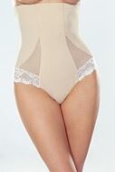 High waist panties, smooth microfiber, lace edge, waist and belly control, anti-slip silicone band